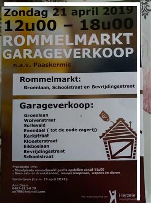 Rommelmarkt en garageverkoop n.a.v. Paaskermis