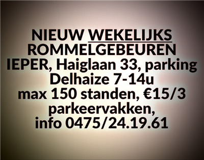 NIEUWE WEKELIJKSE ROMMELMARKT