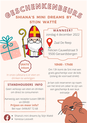 Shiana's mini dreams By Stijn Watté organiseert geschenkenbeurs
