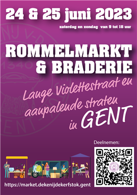 Rommelmarkt en braderie Lange Violettestraat en aanpalende straten in Gent