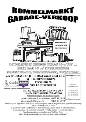 Rommelmarkt, garageverkoop, kermis, grime en foodtruck