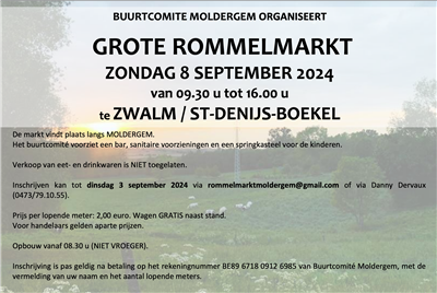 Rommel- en antiekmarkt Moldergem (Zwalm, Sint-Denijs-Boekel)  