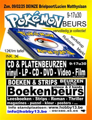 Mega Muziek beurs + Boekenbeurs & Pokémon beurs te deinze