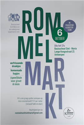 Rommelmarkt in prachtige kloostertuin mét grime en springkasteel