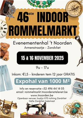Grote tweede hands indoor rommelmarkt