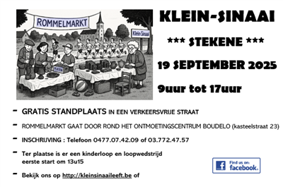 Rommelmarkt Klein-Sinaai met loopwedstrijd Tom Van Hooste & Kidsrun