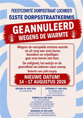 !!! GEANNULEERD DOOR HITTE !!!