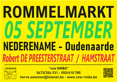 Jaarlijkse rommelmarkt te NEDERENAME-Oudenaarde.