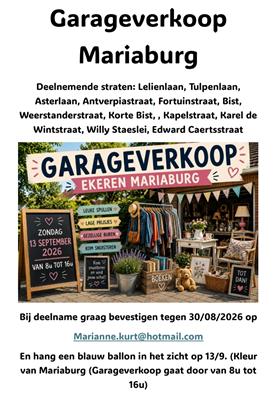 3de Grote garageverkoop in de charmante wijk Sint-Mariaburg