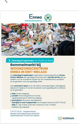 Rommelmarkt op de parking van wzc Ennea