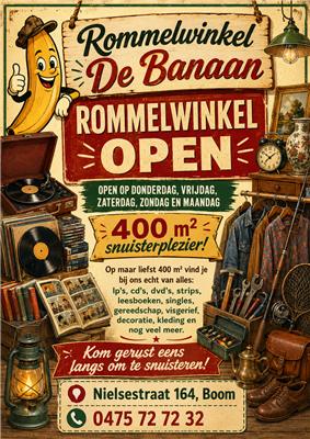 Rommelwinkel De Banaan open!