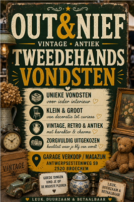 Garageverkoop/magazijnverkoop out&nief 