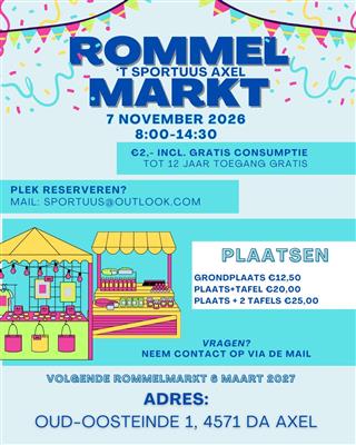 Super indoor rommelmarkt 75 plaatsen! 